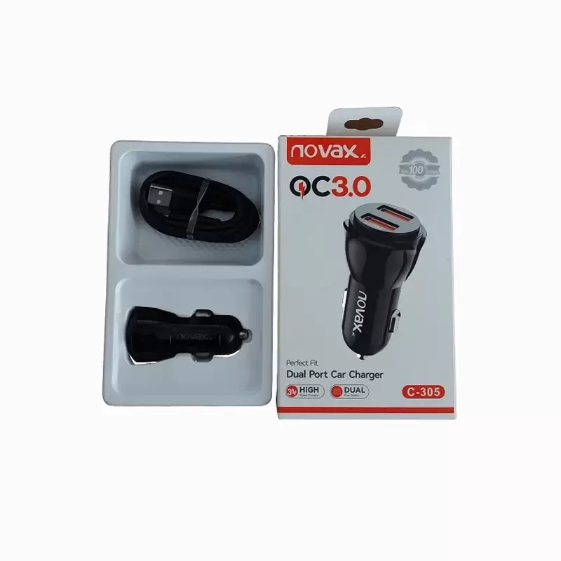 شارژر فندکی 15وات نواکس مدل C-305 به همراه کابل تبدیل microUSB