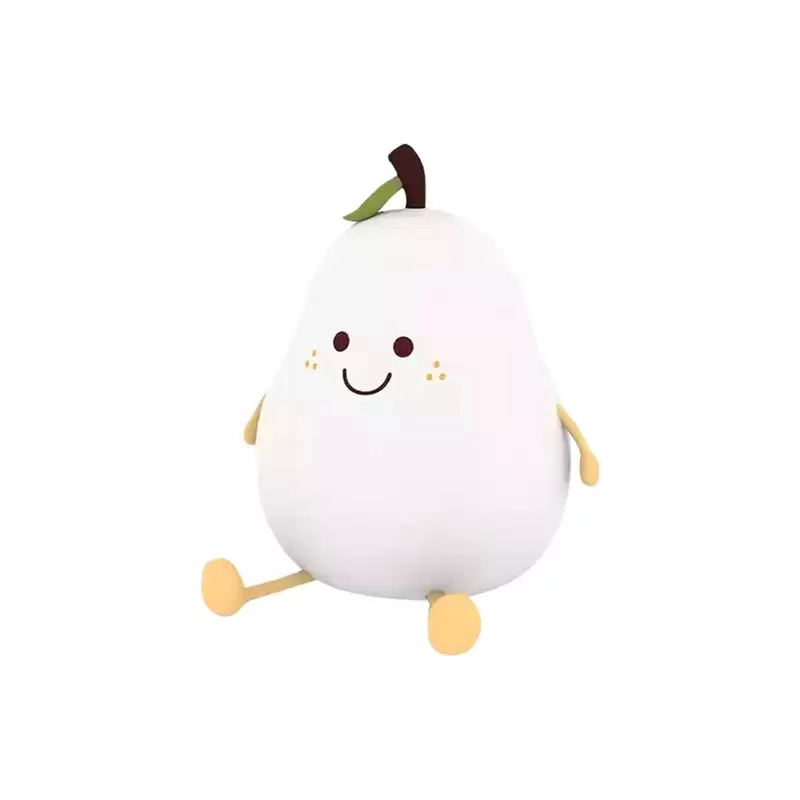 چراغ خواب سیلیکونی طرح گلابی روشن روی میز