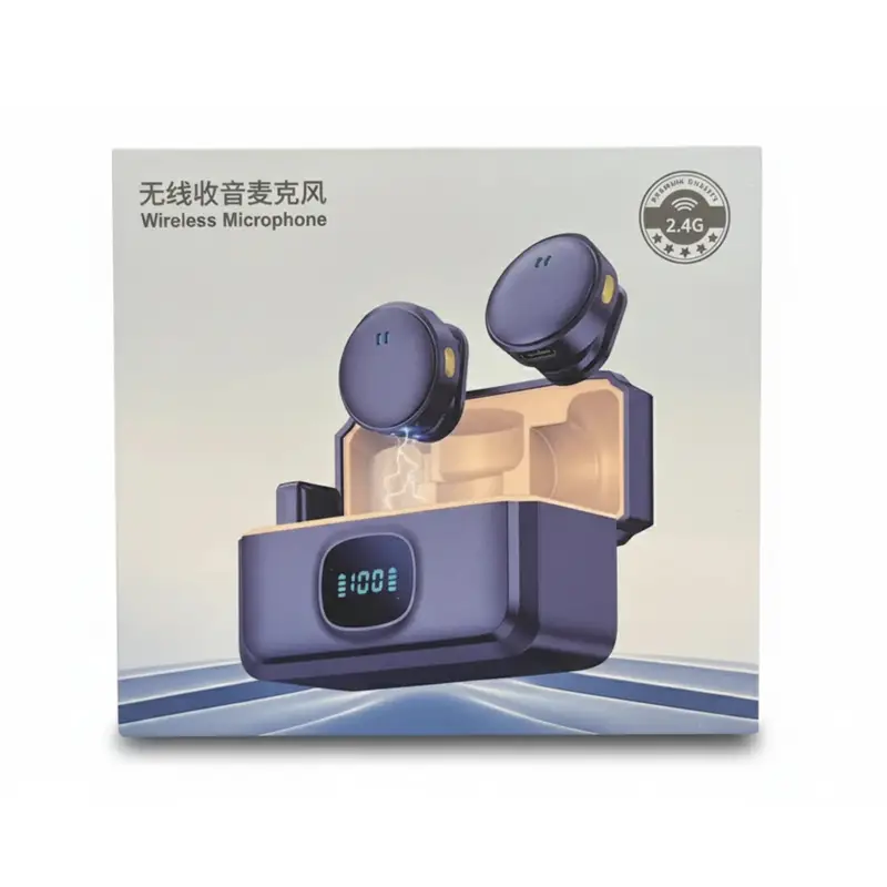 2.4G wireless lapel microphone with digital charging case