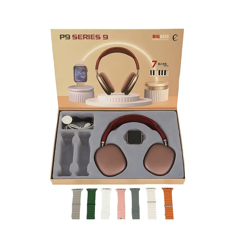 پکیج ساعت و هدفون هوشمند مدل P9 Ultra 2 (به همراه ۷ بند)